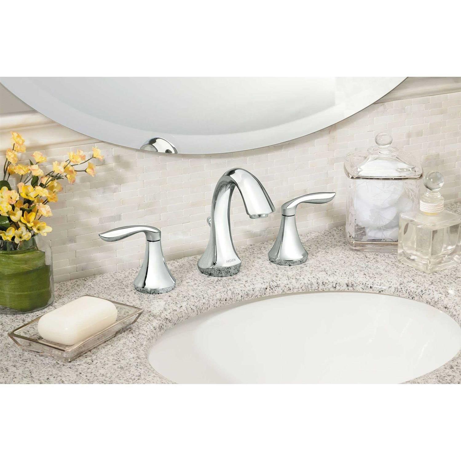 Moen T6420 Eva Two Handle Widespread Bathroom Faucet Chrome - Zenithce