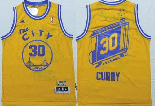Golden State Warriors #30 Stephen Curry The City Yellow Swingman Throwback Jersey - Zenithce