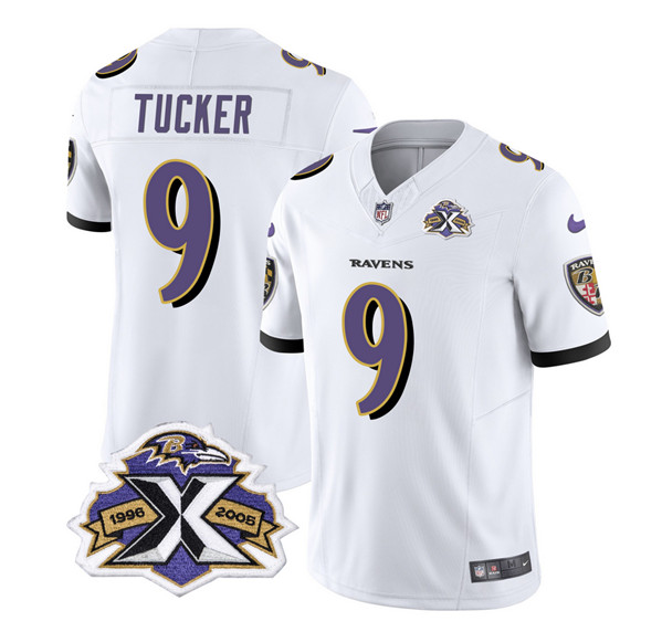 Baltimore Ravens #9 Justin Tucker White 2023 F.U.S.E With Patch Throwback Vapor Limited Stitched Jersey - Zenithce
