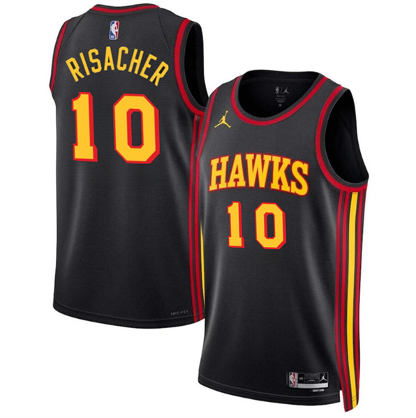 Atlanta Hawks #10 Zaccharie Risacher Black 2024 Draft Statement Edition Stitched Jersey - Zenithce