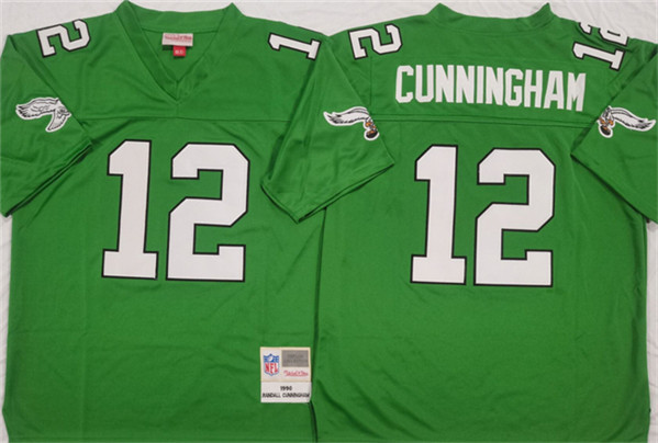 Philadelphia Eagles #12 Randall Cunningham Kelly Green Throwback Football Stitched Jersey - Zenithce