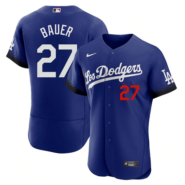 Los Angeles Dodgers #27 Trevor Bauer 2021 Royal City Connect Flex Base Stitched Baseball Jersey - Zenithce