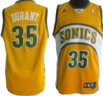 Seattle Supersonics #35 Kevin Durant 1994-95 Yellow Swingman Jersey - Zenithce