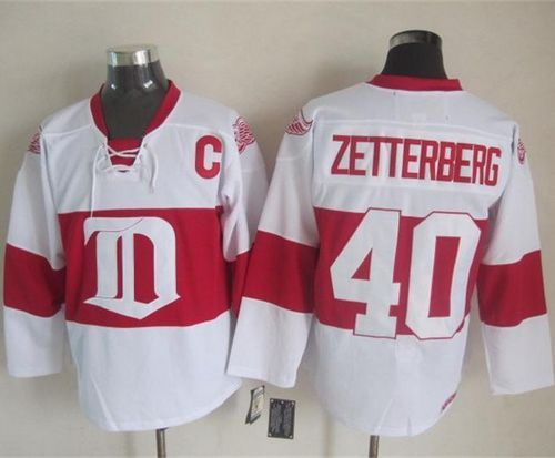 Red Wings #40 Henrik Zetterberg White Winter Classic CCM Throwback Stitched Jersey - Zenithce