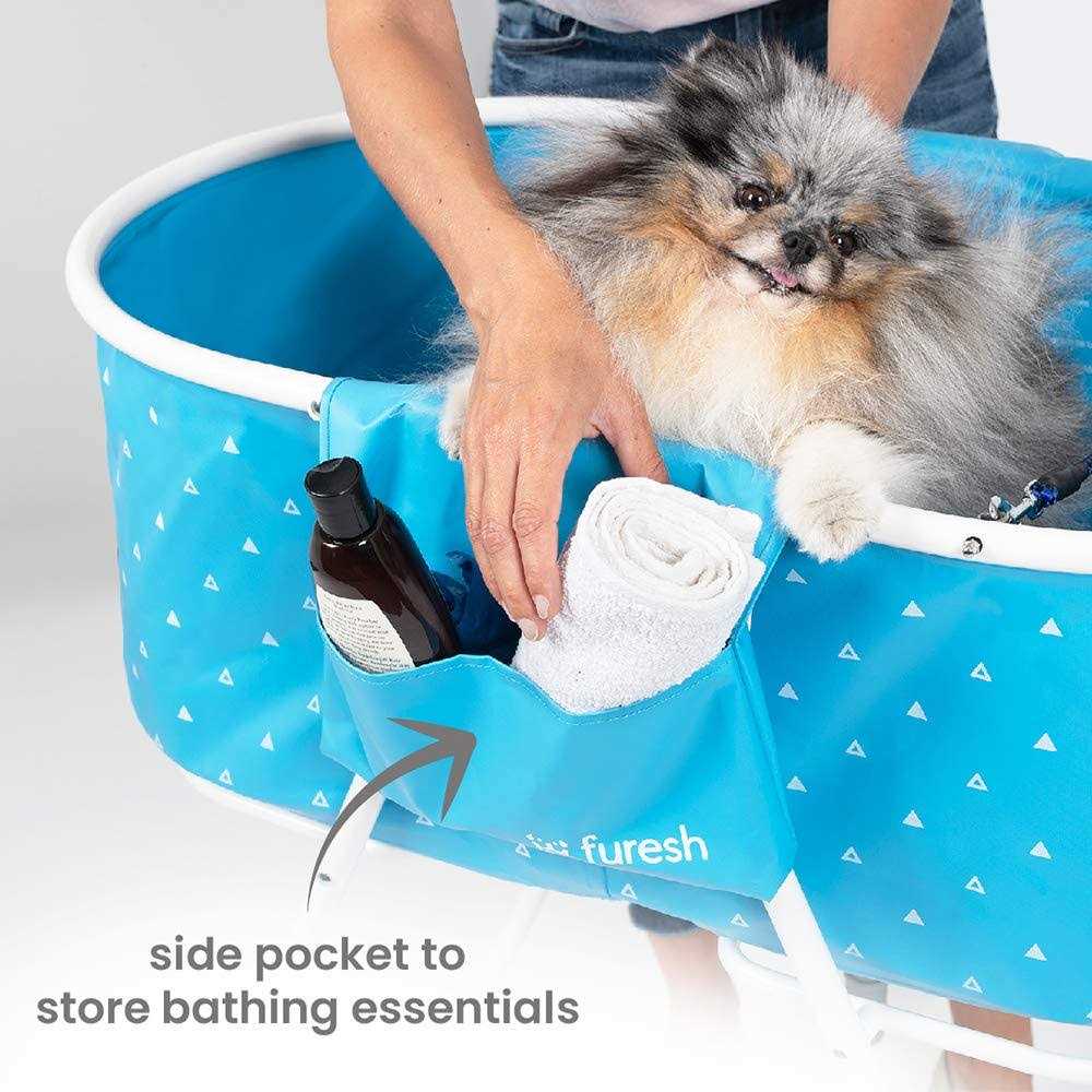 Furesh Elevated Folding Pet Bath Tub and Wash Station for Bathing, Shower and Grooming - Zenithce
