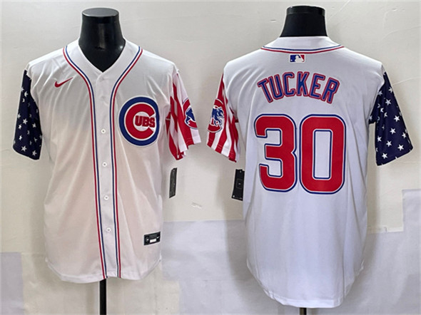 Chicago Cubs #30 Kyle Tucker White 2025 Independence Day Vapor Premier Limited Stitched Jersey - Zenithce