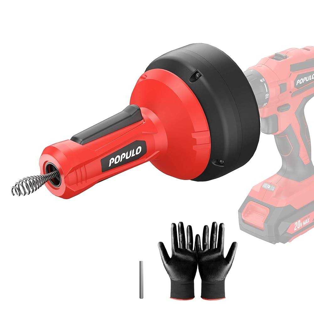 Populo Drain Auger Automatic Plumbing Snake 25Ft 20-Volt Li-Ion - Zenithce