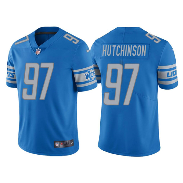 Detroit Lions #97 Aidan Hutchinson Blue Vapor Untouchable Limited Stitched Jersey - Zenithce