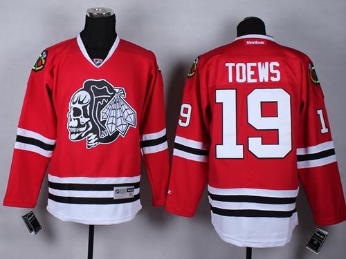 Blackhawks #19 Jonathan Toews Red(White Skull) Stitched Jersey - Zenithce