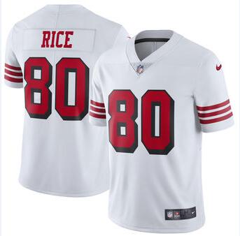 San Francisco 49ers #80 Jerry Rice Nike White Color Rush Vapor Untouchable Limited Stitched Jersey - Zenithce