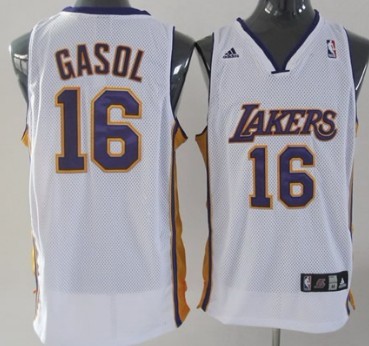 Los Angeles Lakers #16 Paul Gasol White Swingman Jersey - Zenithce