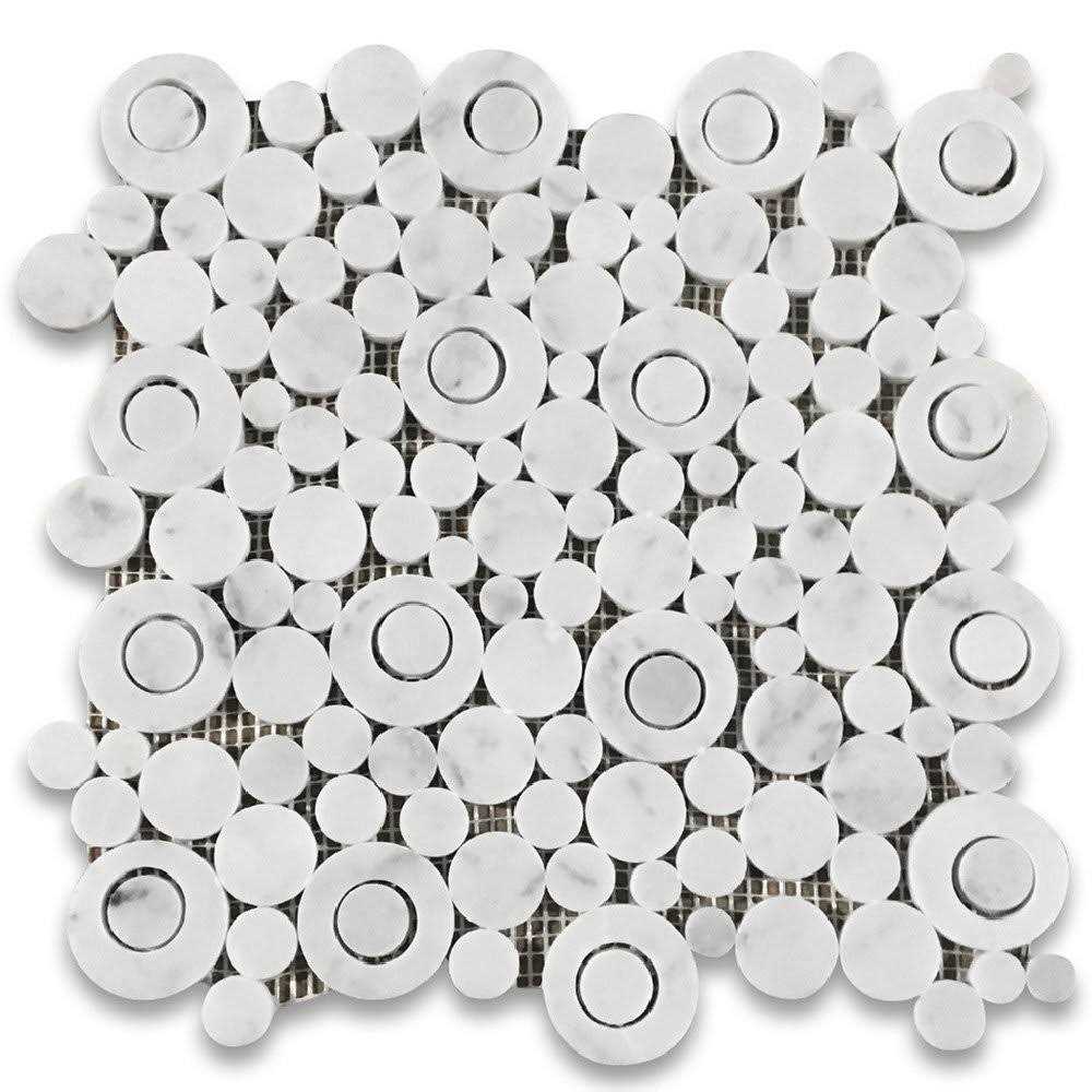 Marble Online Carrara Venato Marble Daisy Flower Mosaic Tile - Zenithce