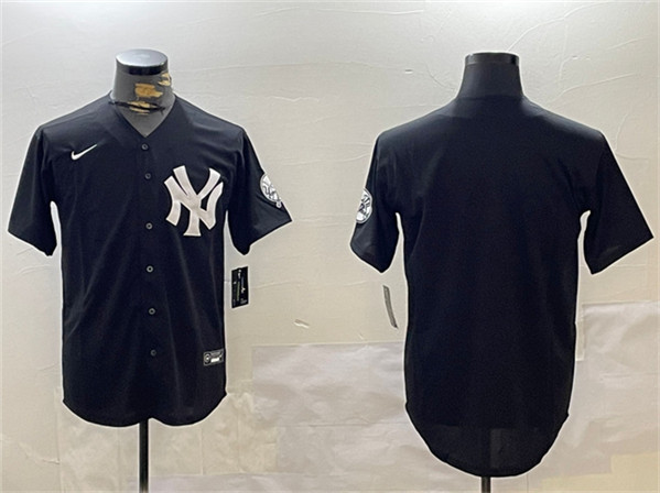 New York Yankees Blank Black With Patch Cool Base Stitched Jersey - Zenithce