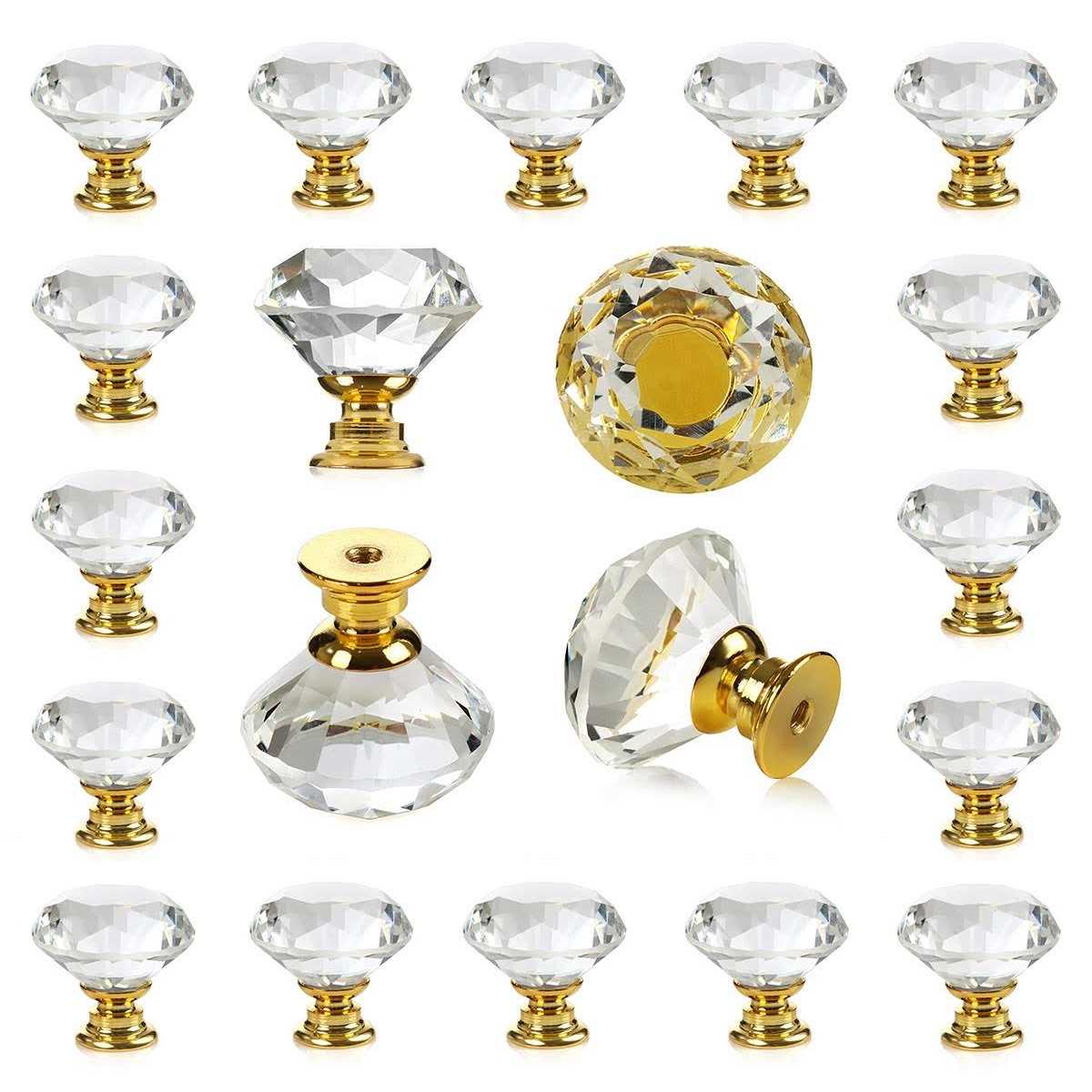 DeELF Outlet 25 pcs crystal colorful glass drawer pulls 30 mm decorative knobs for kitchen bathroom cabinet, dresser and cupboard by deelf - Zenithce