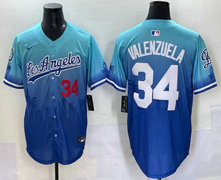 Los Angeles Dodgers #34 Fernando Valenzuela Blue 2025 City Connect Limited Stitched Jersey - Zenithce