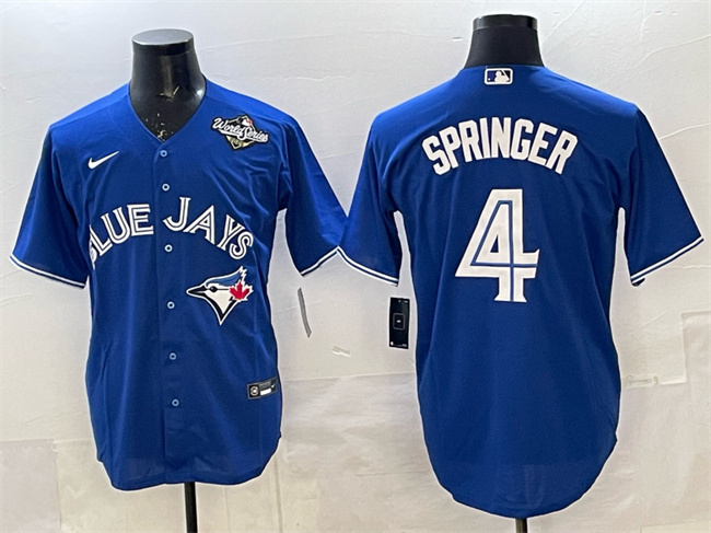 Toronto Blue Jays #4 George Springer Navy 2025 World Series Home Cool Base Stitched Jersey - Zenithce