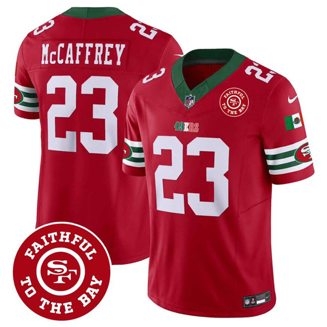 San Francisco 49ers #23 Christian McCaffrey Red F.U.S.E. Mexico Faithful To The Bay Patch Vapor Limited Stitched Jersey - Zenithce