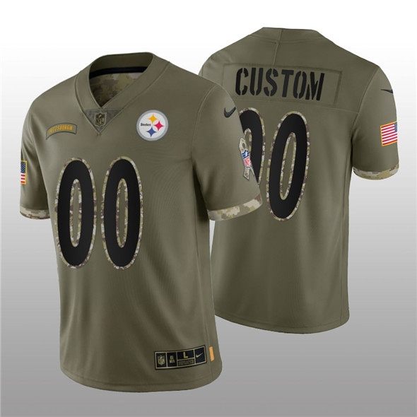 Pittsburgh Steelers Custom 2022 Olive Salute To Service Limited Stitched Jersey - Zenithce