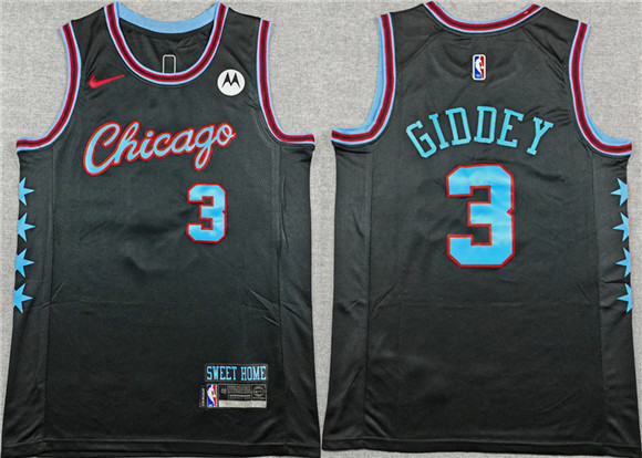 Chicago Bulls #3 Josh Giddey Black 2025-26 City Edition Stitched Jersey - Zenithce