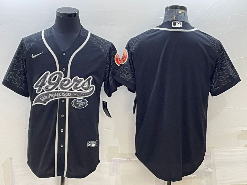 San Francisco 49ers Blank Black Reflective With Patch Cool Base Stitched Baseball Jersey - Zenithce