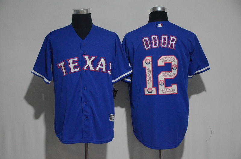 Texas Rangers #12 Rougned Odor Blue Team Logo Print Cool Base Stitched Jersey - Zenithce