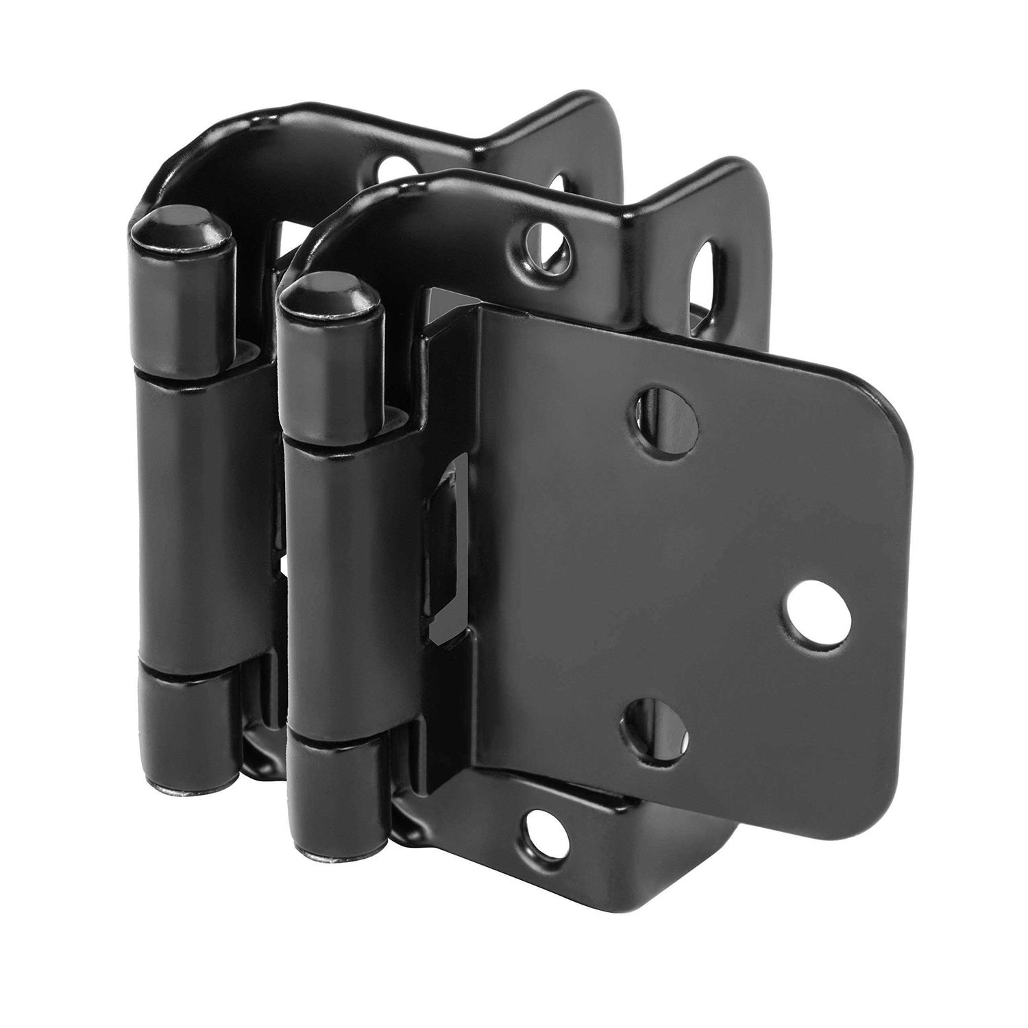 Cosmas 18650-FB Flat Black Self Closing Partial Wrap Cabinet Hinge 1/2 Inch Overlay - Zenithce
