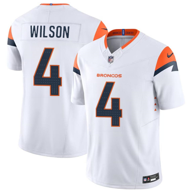Denver Broncos #4 Zach Wilson White 2024 F.U.S.E. Vapor Limited Stitched Jersey - Zenithce