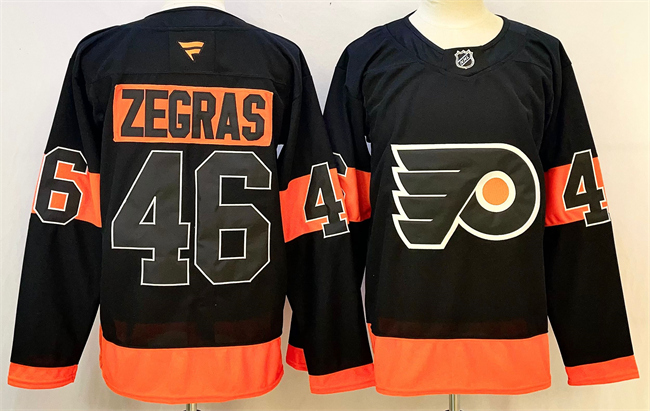 Philadelphia Flyers #46 Trevor Zegras Black 2024 Stitched Jersey - Zenithce