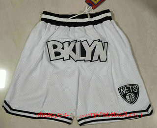 Brooklyn Nets White Just Don Swingman Throwback Shorts - Zenithce