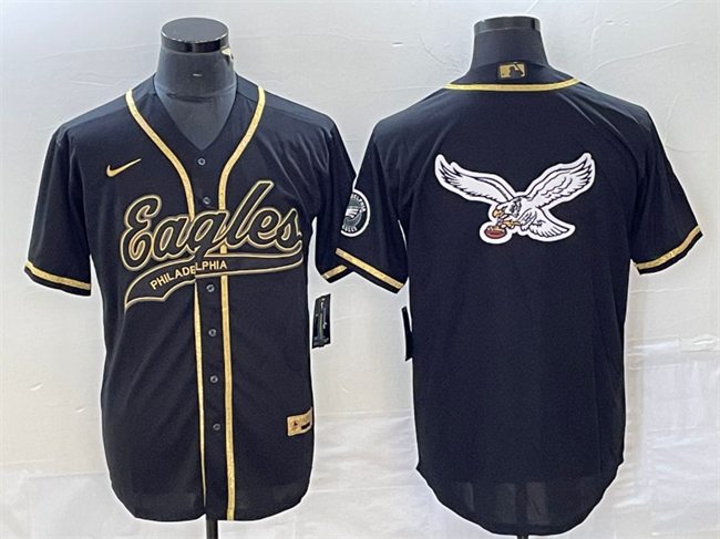 Philadelphia Eagles Black Gold Team Big Logo Cool Base Stitched Jersey - Zenithce
