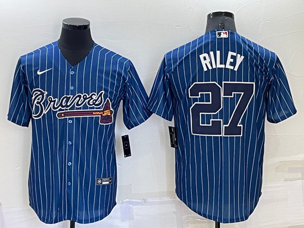 Atlanta Braves #27 Austin Riley Navy Cool Base Stitched Baseball Jersey - Zenithce
