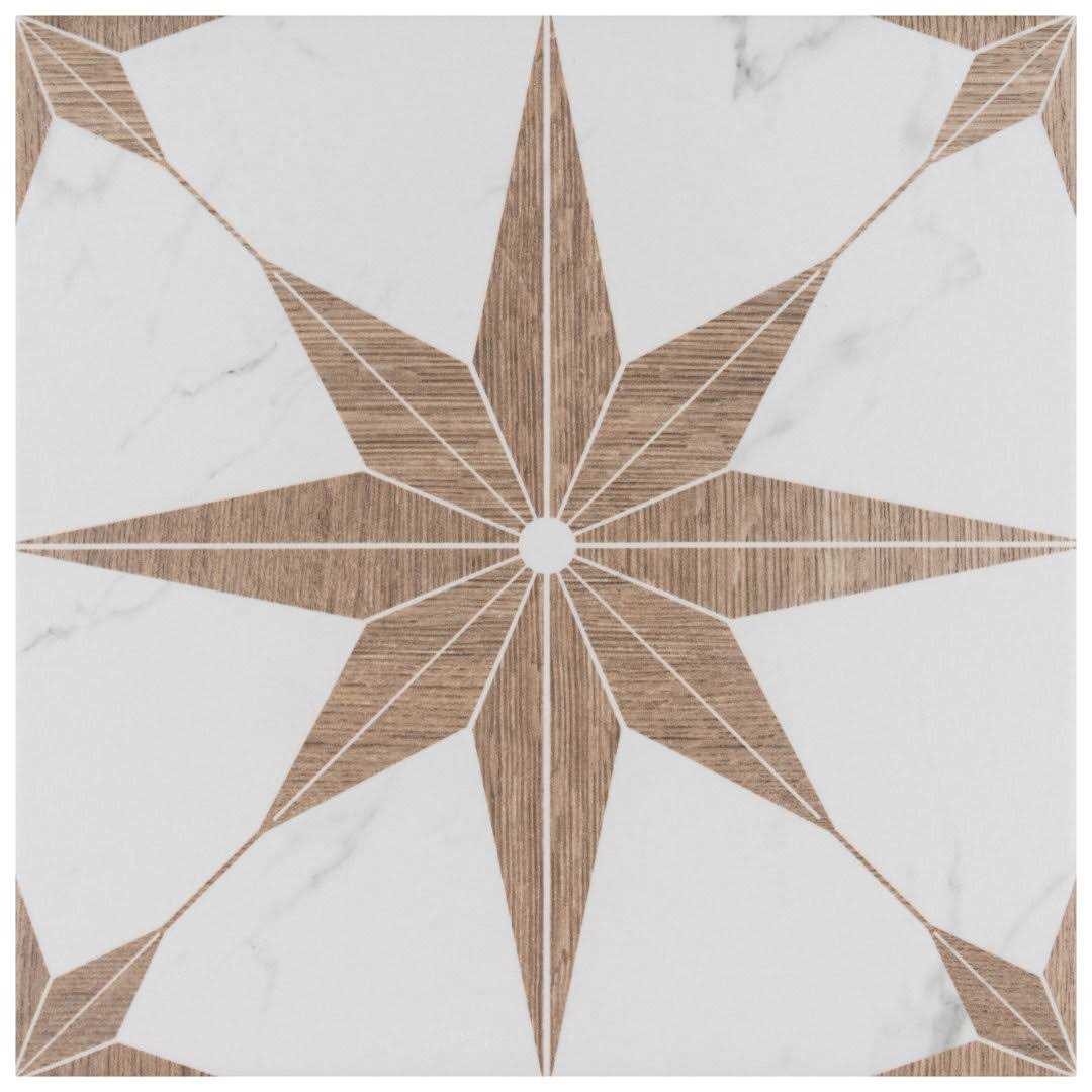 Merola Tile Llama Flower Loire Noce 8-5/8 In. x 9-7/8 In. Porcelain Floor and Wall Tile - Zenithce