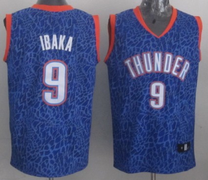 Oklahoma City Thunder #9 Serge Ibaka Blue Leopard Print Fashion Jersey - Zenithce