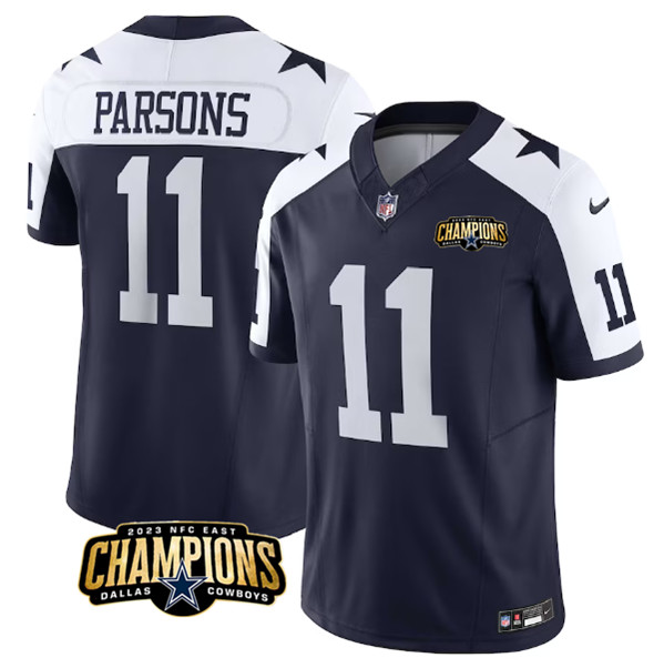 Dallas Cowboys #11 Micah Parsons Navy White 2023 F.U.S.E. NFC East Champions Patch Stitched Jersey - Zenithce