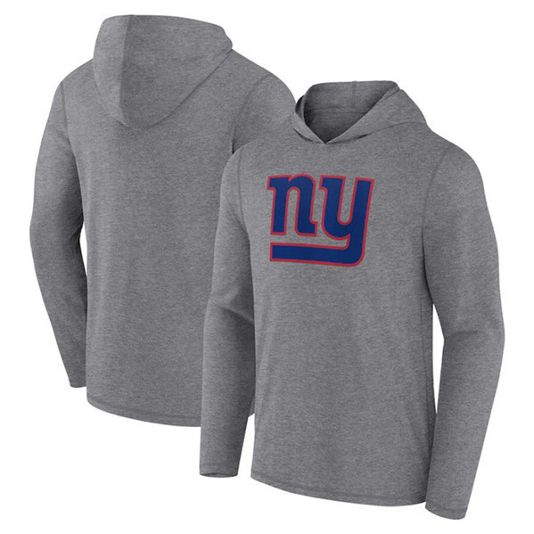 New York Giants Heather Gray Primary Logo Long Sleeve Hoodie - Zenithce