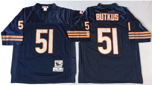 Mitchell Ness Bears #51 Dick Butkus Blue Small No. Throwback Stitched Jersey - Zenithce