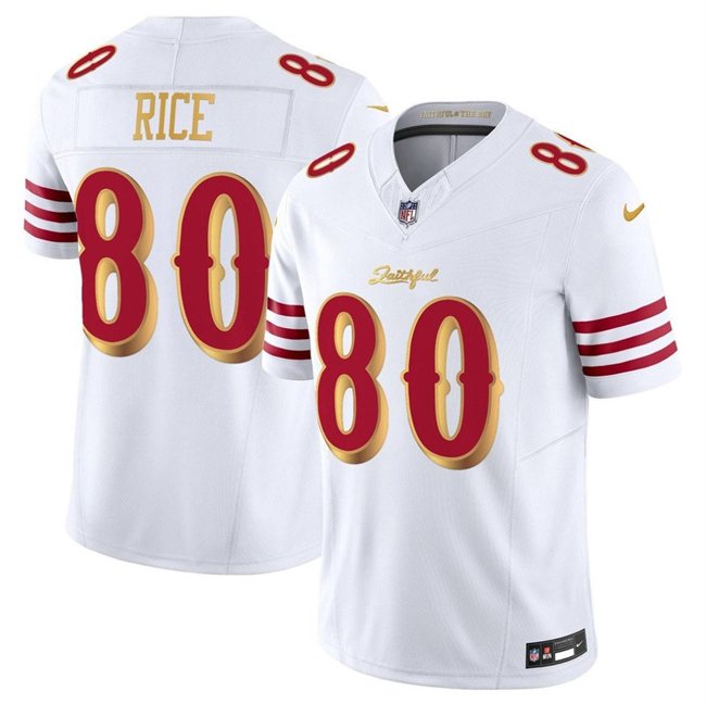 San Francisco 49ers #80 Jerry Rice White Gold 2025 F.U.S.E. “Rivalries” Vapor Limited Stitched Jersey - Zenithce