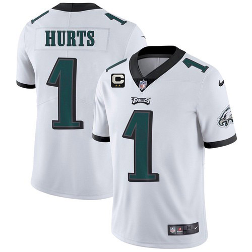 Eagles 2022 #1 Jalen Hurts White With 2-Star C Patch Vapor Untouchable Limited Stitched Jersey - Zenithce