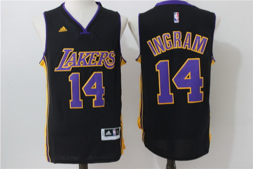 Los Angeles Lakers #14 Brandon Ingram Black With Purple Revolution 30 Swingman Jersey - Zenithce