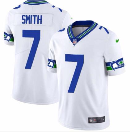 Seattle Seahawks #7 Geno Smith White Throwback Vapor Stitched Jersey - Zenithce