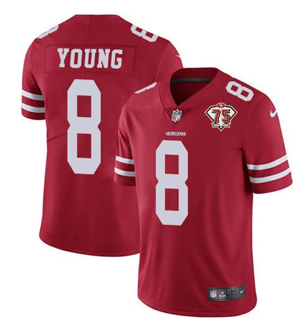 San Francisco 49ers #8 Steve Young Red 2021 75th Anniversary Vapor Untouchable Limited Stitched Jersey - Zenithce