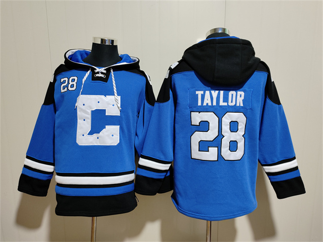 Indianapolis Colts #28 Jonathan Taylor Blue Ageless Must-Have Lace-Up Pullover Hoodie - Zenithce