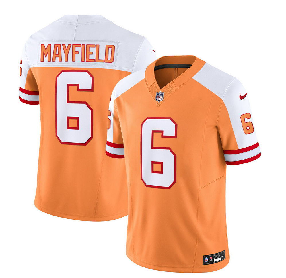 Tampa Bay Buccaneers #6 Baker Mayfield 2023 F.U.S.E. White Gold Throwback Limited Stitched Jersey - Zenithce