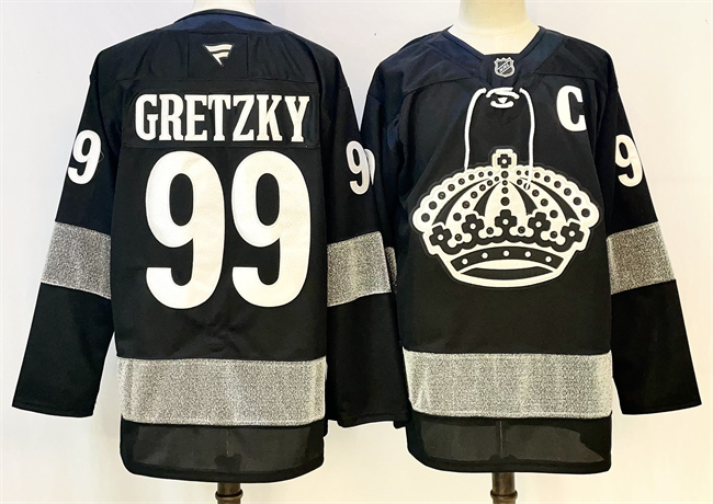 Los Angeles Kings #99 Wayne Gretzky Black With C Patch Alternate Stitched Jersey - Zenithce