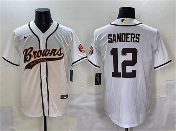 Cleveland Browns #12 Shedeur Sanders White With Patch Cool Base Stitched Jersey - Zenithce