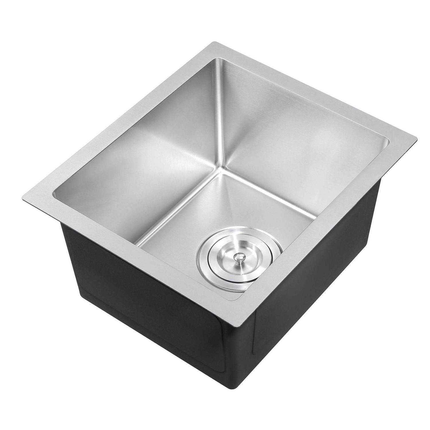 KINWELL Nano Handmade Stainless Steel Single Bowl Undermount Kitchen Sink with Strainer - Zenithce