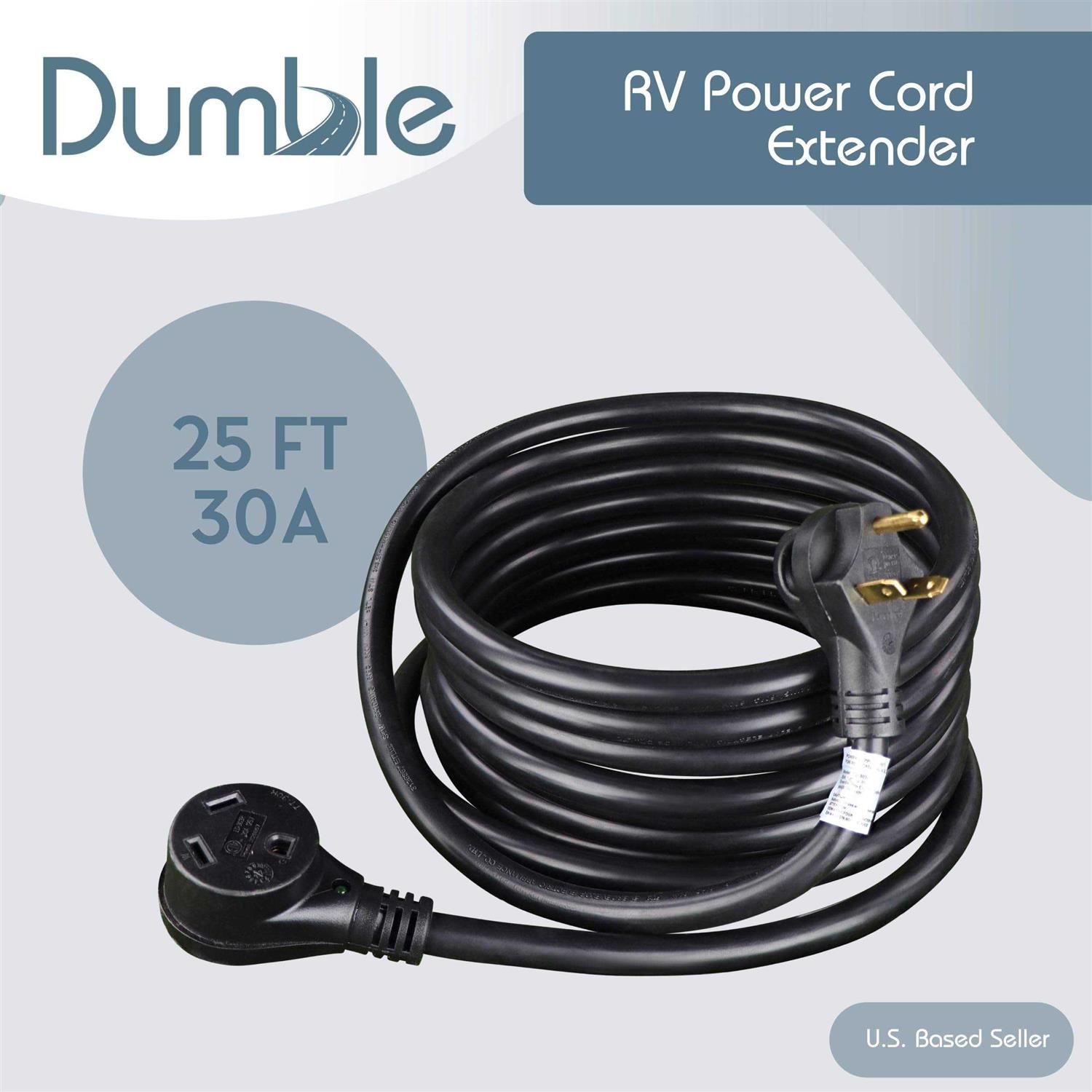 Dumble 30 AMP RV Power Cord w/ Indicator Light Camper Extension Cable - Zenithce