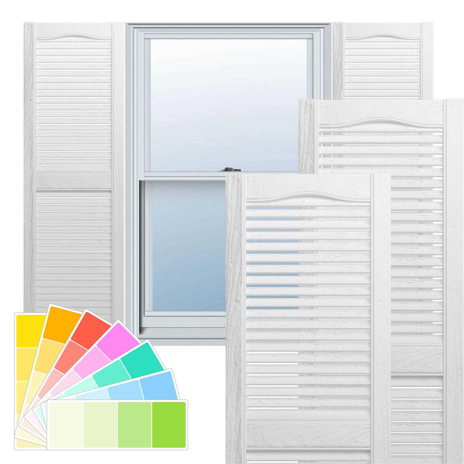Exterior Louvered Shutter (Set of 2) Alpha Shutters Color: White - Zenithce