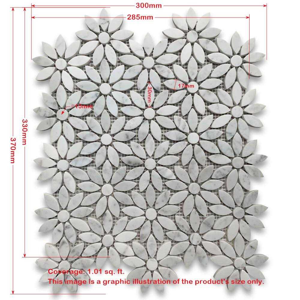 Marble Online Carrara Venato Marble Daisy Flower Mosaic Tile - Zenithce