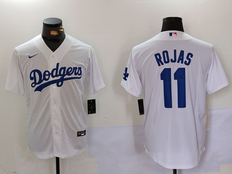 Los Angeles Dodgers #11 Miguel Rojas White Cool Base Stitched Jersey - Zenithce